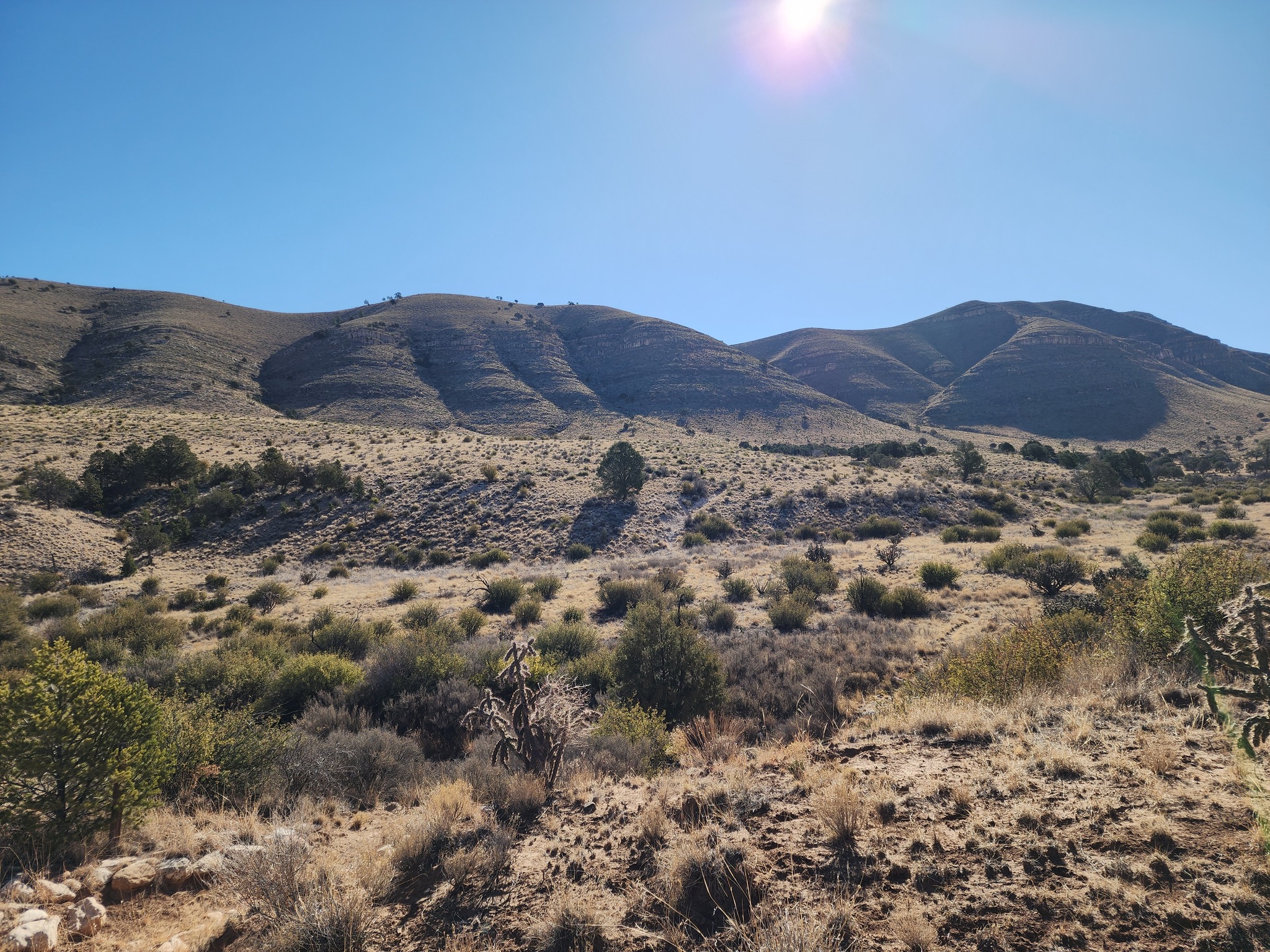 Dog Canyon trail with hiker silhouette